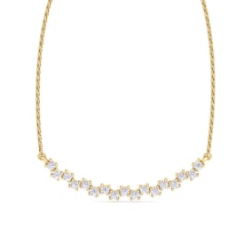 1/4 Carat Lab Grown Diamond Cluster Bar Necklace In 14 Karat Yellow Gold, 18 Inches