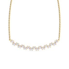 1/2 Carat Diamond Cluster Bar Necklace In 14 Karat Yellow Gold, 18 Inches