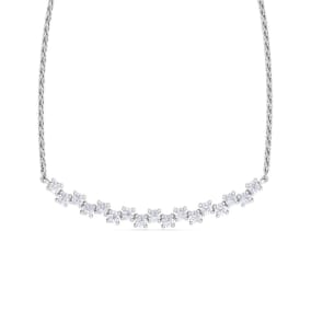 1/2 Carat Lab Grown Diamond Cluster Bar Necklace In 14 Karat White Gold, 18 Inches