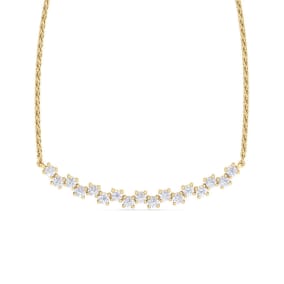 1/2 Carat Lab Grown Diamond Cluster Bar Necklace In 14 Karat Yellow Gold, 18 Inches