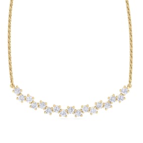 1 Carat Diamond Cluster Bar Necklace In 14 Karat Yellow Gold, 18 Inches