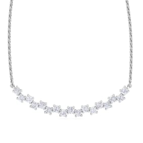 1 Carat Diamond Cluster Bar Necklace In 14 Karat White Gold, 18 Inches