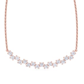 1 Carat Diamond Cluster Bar Necklace In 14 Karat Rose Gold, 18 Inches
