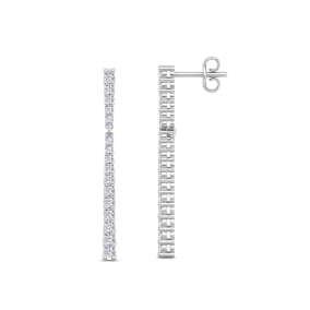 1/2 Carat Lab Grown Diamond Bar Earrings In 14 Karat White Gold, 1 Inch