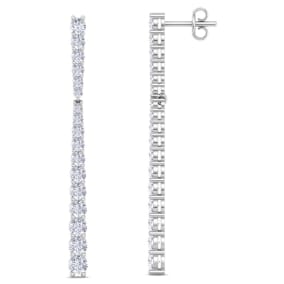 2 Carat Lab Grown Diamond Bar Earrings In 14 Karat White Gold, 2 Inches