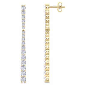 2 Carat Lab Grown Diamond Bar Earrings In 14 Karat Yellow Gold, 2 Inches