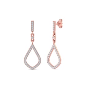 Diamond Drop Earrings: 1/2 Carat Diamond Chandelier Earrings In 14 Karat Rose Gold, 1 1/4 Inches