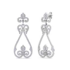 Diamond Drop Earrings: 1 1/5 Carat Diamond Chandelier Earrings In 14 Karat White Gold, 1 1/2 Inches