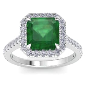 Emerald Ring: 4.41 Carat Emerald and Diamond Ring