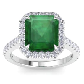 Emerald Ring: 4.86 Carat Emerald and Diamond Ring