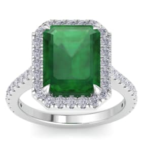 Emerald Ring: 6.35 Carat Emerald and Diamond Ring