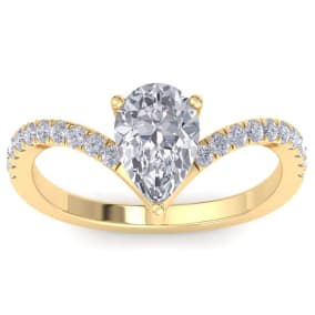 1 1/2 Carat Pear Shape Diamond Engagement Ring In 14K Yellow Gold
