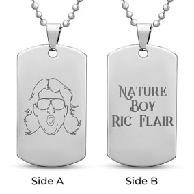 "Nature Boy, Ric Flair" Stainless Steel Dog Tag With Free Custom Engraving, 19 Inches, Nature Boy Fan Collection by SuperJeweler™