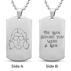 "The Man Before You Were A Man" Stainless Steel Dog Tag With Free Custom Engraving, 19 Inches, Nature Boy Fan Collection by SuperJeweler™
