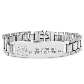 "To Be The Man, Ya Gotta Beat The Man" 8.5 Inch Men's Stainless Steel ID Bracelet With Free Custom Engraving, Nature Boy Fan Collection by SuperJeweler™