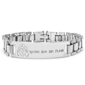 "Nature Boy, Ric Flair" 8.5 Inch Men's Stainless Steel ID Bracelet With Free Custom Engraving, Nature Boy Fan Collection by SuperJeweler™