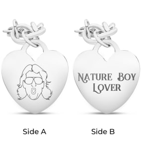 "Nature Boy Lover" Ladies Dangling Single Heart Charm Bracelet in Stainless Steel With Free Custom Engraving, Nature Boy Fan Collection by SuperJeweler™