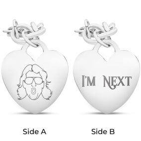 "I'm Next" Ladies Dangling Single Heart Charm Bracelet in Stainless Steel With Free Custom Engraving, Nature Boy Fan Collection by SuperJeweler™