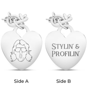 "Stylin’ & Profilin’" Ladies Dangling Single Heart Charm Bracelet in Stainless Steel With Free Custom Engraving, Nature Boy Fan Collection by SuperJeweler™