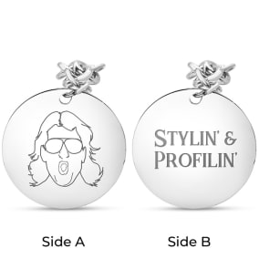 "Stylin’ & Profilin’" Ladies Dangling Dangling Circle Tag Bracelet in Stainless Steel With Free Custom Engraving, Nature Boy Fan Collection by SuperJeweler™