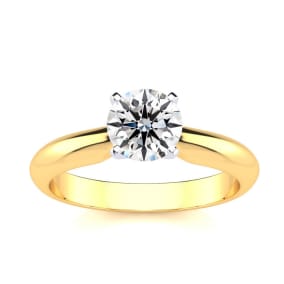 1 Carat Lab Grown Diamond Solitaire Engagement Ring In 14K Yellow Gold