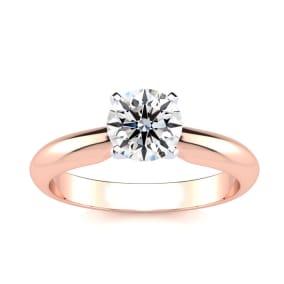 1 Carat Lab Grown Diamond Solitaire Engagement Ring In 14K Rose Gold