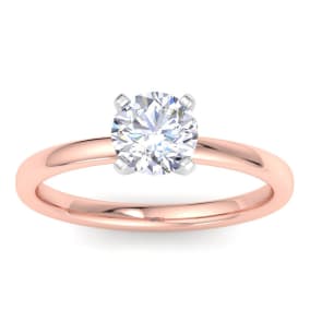 1 Carat Round Lab Grown Diamond Solitaire Engagement Ring In 14K Rose Gold
