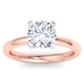 1 1/2 Carat Lab Grown Diamond Solitaire Engagement Ring In 14K White Gold