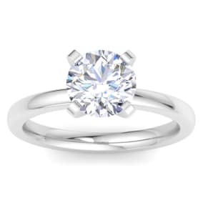 1 1/2 Carat Lab Grown Diamond Ring In 14K White Gold, Solitaire