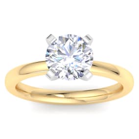 1 1/2 Carat Lab Grown Diamond Ring In 14K Yellow Gold, Solitaire