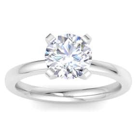 2 Carat Round Shape Lab Grown Diamond Ring In 14K White Gold, Solitaire