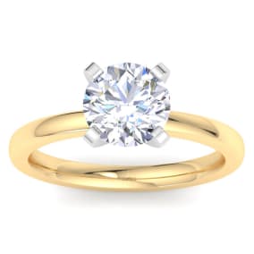 2 Carat Round Shape Lab Grown Diamond Ring In 14K Yellow Gold, Solitaire