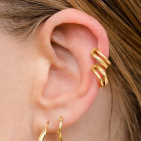 Yellow Gold Over Sterling Silver Split Ear Cuff