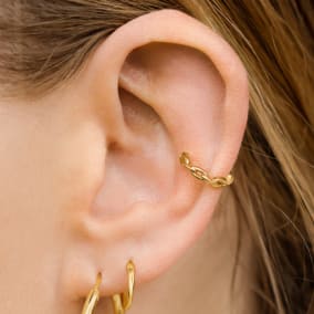 Yellow Gold Over Sterling Silver Chain Ear Cuff