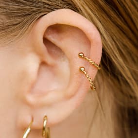 Yellow Gold Over Sterling Silver Rope Ear Cuff