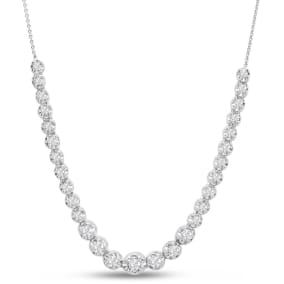 1 Carat Diamond Smile Necklace In 14K White Gold With 22 Inch Adjustable Chain