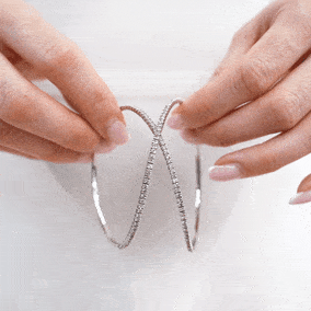 2 Carat Natural Diamond Bangle Flexible Bracelet In 14K White Gold, 7 Inches