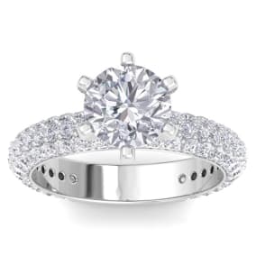 3 Carat Diamond Engagement Ring In 14K White Gold