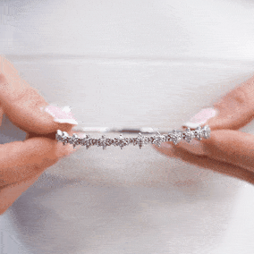 1 Carat Natural Diamond Flower Bangle Flexible Bracelet In 14K White Gold, 7 Inches