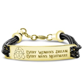 "Every Woman's Dream, Every Man's Nightmare" Mens Stainless Steel and Leather ID Bracelet, With Free Custom Engraving, Nature Boy Fan Collection by SuperJeweler™