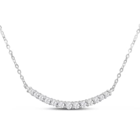 1/2 Carat Graduated Diamond Smile Necklace In Sterling Silver With 17 Inch Adjustable Chain