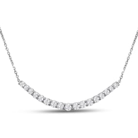 2 Carat Graduated Diamond Smile Necklace In 14K White Gold With 22 Inch Adjustable Chain
