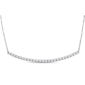 2 Carat Natural Diamond Smile Necklace In 14K White Gold With 17 Inch Adjustable Chain