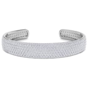 10 Carat Lab Grown Diamond Bangle Bracelet In 14K White Gold, 1/2 Inch Wide