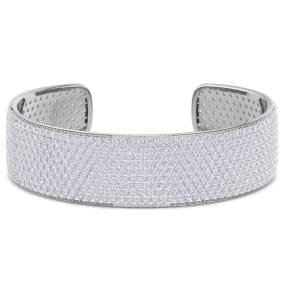 20 Carat Lab Grown Diamond Bangle Bracelet In 14K White Gold, 3/4 Inch Wide