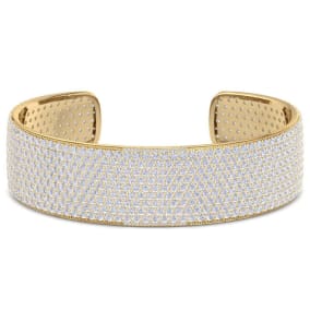 20 Carat Diamond Bangle Bracelet In 14K Yellow Gold, 3/4 Inch Wide