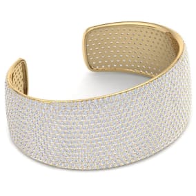 29 Carat Diamond Bangle Bracelet In 14K Yellow Gold, 1.20 Inches Wide