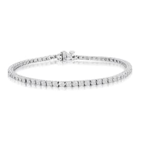 3 2/3 Carat Natural Diamond Tennis Bracelet In 14 Karat White Gold, 8 1/2 Inches