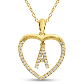 Estate Letter A 1/5ct Diamond Initial Necklace In Yellow Gold Over Sterling Silver, 16 Inches