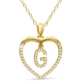 Estate Letter G 1/5ct Diamond Initial Necklace In Yellow Gold Over Sterling Silver, 16 Inches